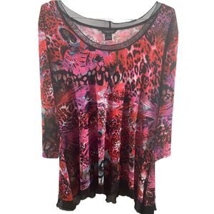 Investments Multicolored Mixed Media Blouse Women's Size 2X